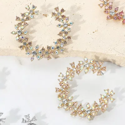 Fashnzfab Flower Stone Cluster Wretch Earrings In Gold