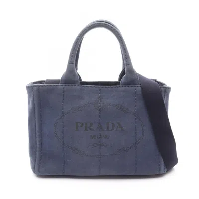 Pre-owned Prada Canvas Tote Bag () In Blue