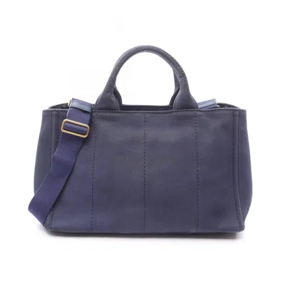 Pre-owned Prada Canvas Tote Bag () In Blue