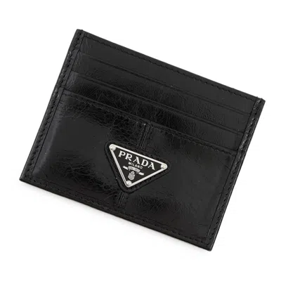 Pre-owned Prada Leather Card Case () In Black