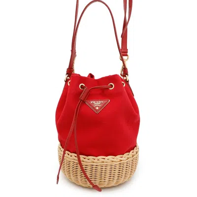 Pre-owned Prada Canvas Raffia Handbag () In Multi
