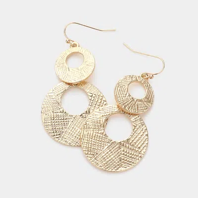Fashnzfab Textured Metal Disc Link Dangle Earrings In Gold