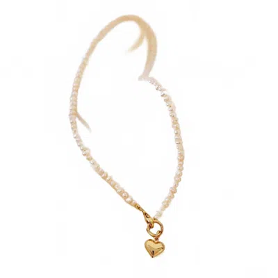 Katie Waltman Women's Heart And Freshwater Pearl Necklace In Gold In Gold