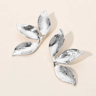 Fashnzfab Stainless Steel Elegant Leaf Earrings In Metallic