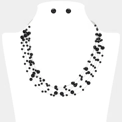 Fashnzfab Galactic Pearl Collar Necklace In Black