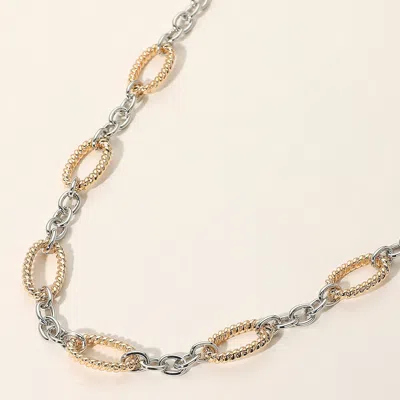 Fashnzfab Textured Metal Link Chain Necklace In Multi