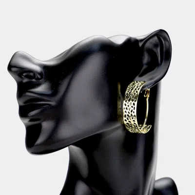 Fashnzfab Dot Punch Hole Metal Hoop Earrings In Gold