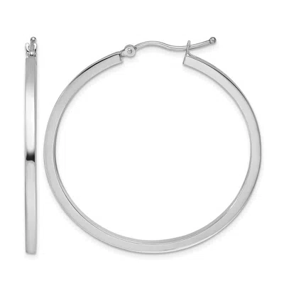 Diamond2deal 14k White Gold Polished 2mm Round Shape Hoop Earrings In Metallic