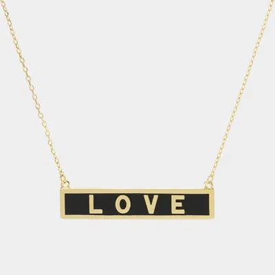 Fashnzfab Bride Gold Dipped Enamel Rectangle Message Pendant Necklace In Gold
