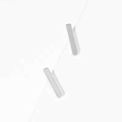 Fashnzfab -i- White Gold Dipped Metal Initial Monogram Stud Earrings In Metallic