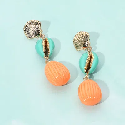 Fashnzfab Enamel Sea Shell Puka Shell Link Drop Earrings In Multi
