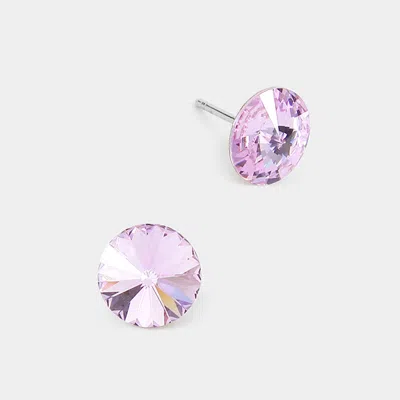 Fashnzfab 15mm Genuine Crystal Stud Earrings In Purple