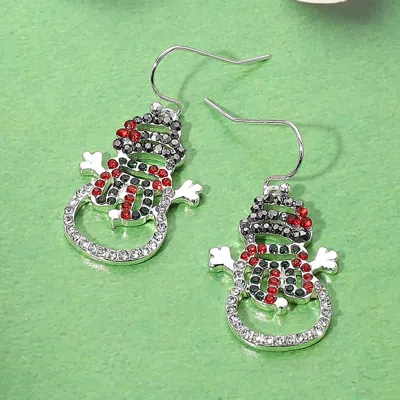 Fashnzfab Rhinestone Snowman Dangle Earrings In Metallic
