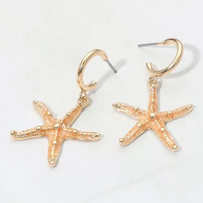 Fashnzfab Gold Dipped Enamel Starfish Dangle Earrings In Gold