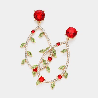 Fashnzfab Stone Paved Open Teardrop Leaves Dangle Earrings In Multi