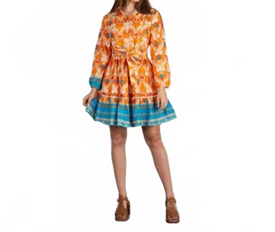 Kasia Carina Long Sleeve Mini Dress In Orange Multi In Multi