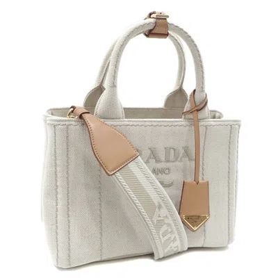 Pre-owned Prada Canvas Leather Handbag Tote Bag () In Multi