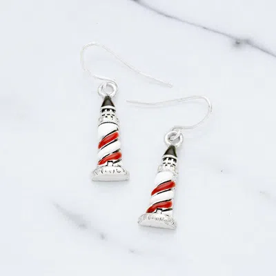 Fashnzfab Enamel Lighthouse Earrings In Brown