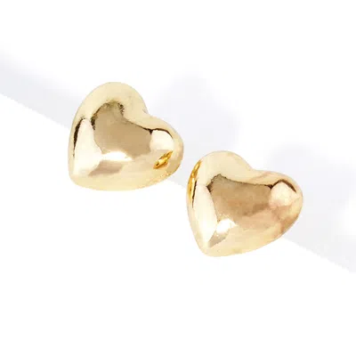 Fashnzfab Heart Stud Earrings In Gold