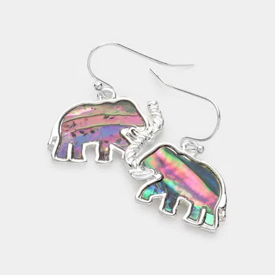 Fashnzfab Abalone Embossed Metal Elephant Dangle Earrings In Multi