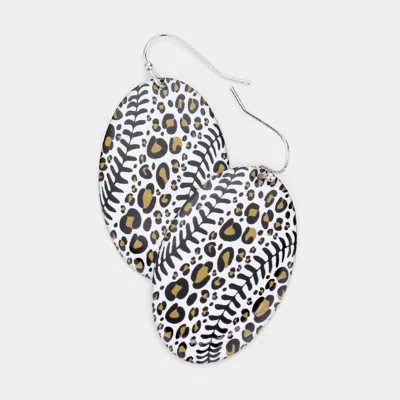 Fashnzfab Leopard Patterned Metal Oval Dangle Earrings In Metallic