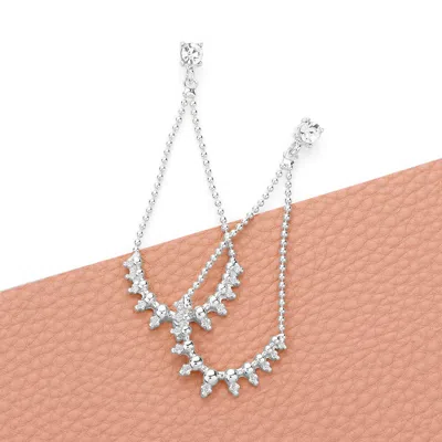 Fashnzfab Round Stone Abstract Open Metal Teardrop Link Dangle Earrings In Metallic