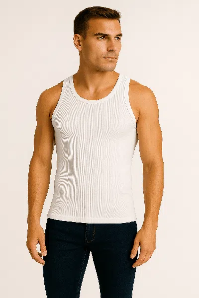 Galaxy By Harvic Men's Heavyweight Ribbed Tank Top In White