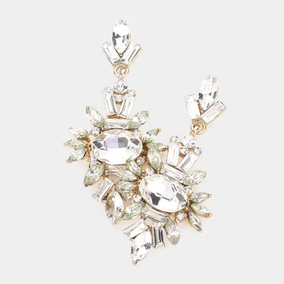 Fashnzfab Marquise Crystal Cluster Evening Earrings In Gold