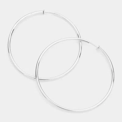 Fashnzfab 3.2 Inch Clip On Hoop Earrings In Silver