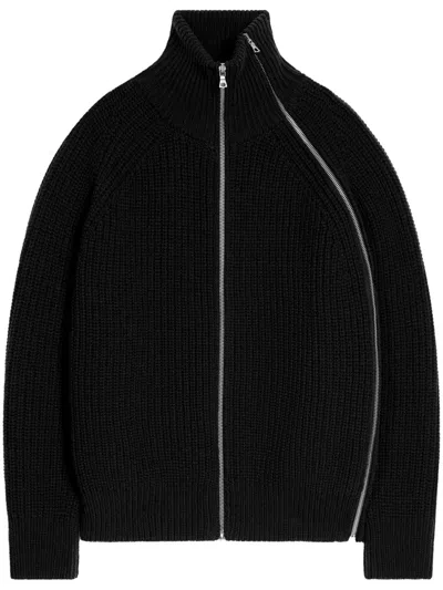 Dries Van Noten Wool Sweater With High Collar And Zipper In Black