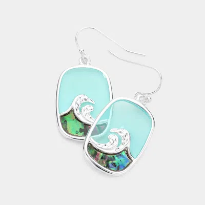Fashnzfab Abalone Wave Pointed Rectangle Dangle Earrings In Multi