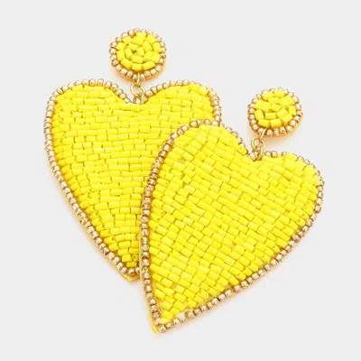 Fashnzfab Felt Back Beaded Heart Earrings In Multi