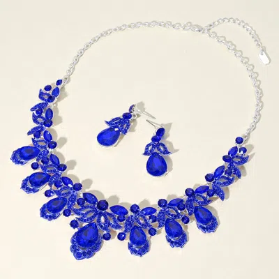 Fashnzfab Teardrop Stone Cluster Pointed Marquise Round Stone Embellished Collar Evening Necklace In Multi