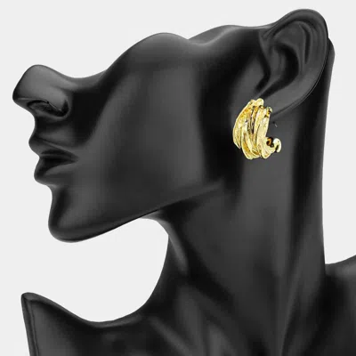 Fashnzfab Chunky Textured Metal Hoop Earrings In Gold