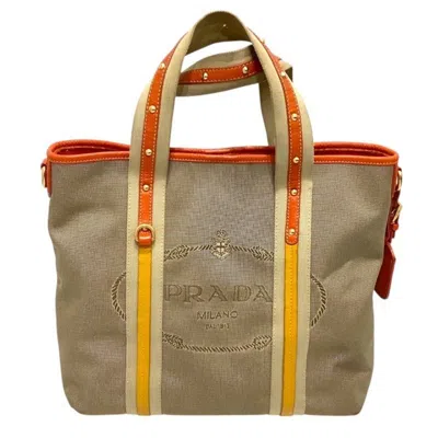 Pre-owned Prada Canvas Leather Tote Bag () In Multi