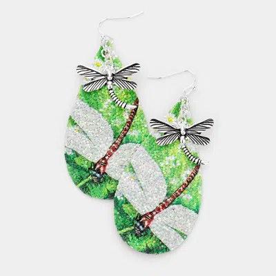 Fashnzfab Glitter Nature Dragonfly Dangle Earrings In Multi
