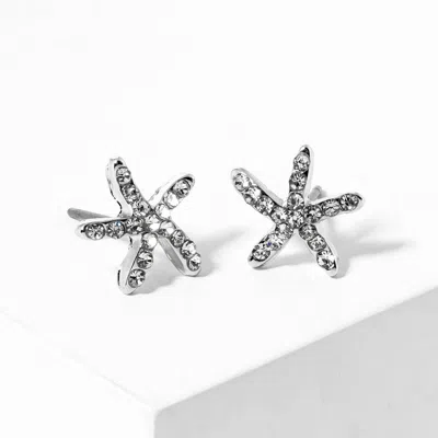 Fashnzfab Crystal Paved Starfish Stud Earrings In Metallic