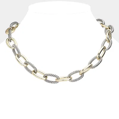 Fashnzfab Open Oval Metal Link Chain Necklace In Gold