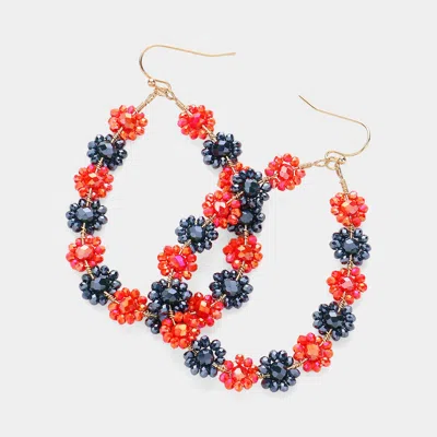 Fashnzfab Faceted Bead Cluster Floral Teardrop Earrings In Multi