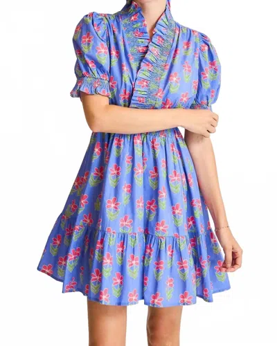 Umgee Ruffled Floral Babydoll Dress In Periwinkle In Multi