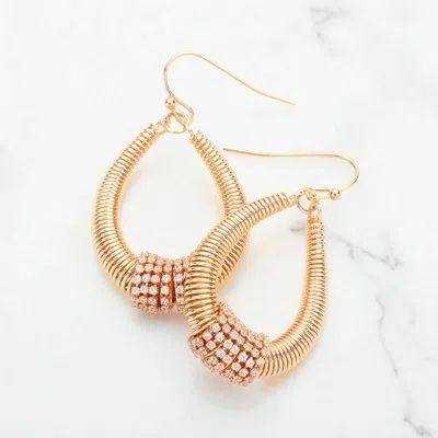 Fashnzfab Rhinestone Ring Pointed Open Teardrop Dangle Earrings In Gold