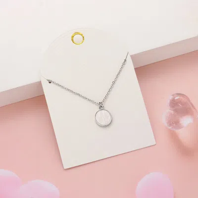 Fashnzfab Mother Of Pearl Disc Pendant Necklace In Metallic