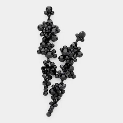 Fashnzfab Bubble Stone Cluster Dangle Evening Earrings In Black