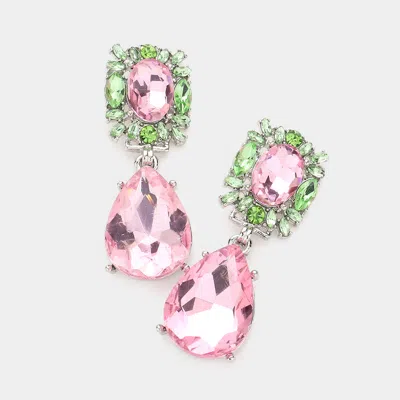 Fashnzfab Multi Stone Cluster Teardrop Link Dangle Evening Earrings In Multi