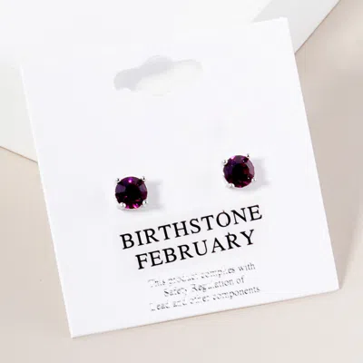 Fashnzfab February - Birthstone Stud Earrings In Black