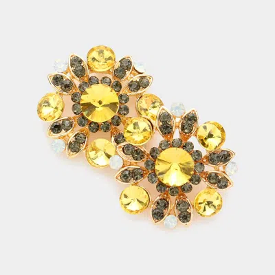 Fashnzfab Floral Bubble Stone Embellished Stud Evening Earrings In Gold