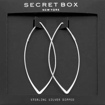 Fashnzfab Secret Box_sterling Silver Dipped Marquise Hoop Earrings In White
