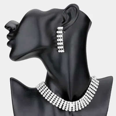Fashnzfab Crystal Rhinestone Choker Evening Necklace In White