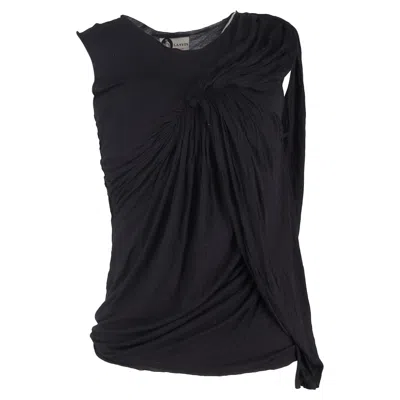 Lanvin Draped Scoop Neck Tank Top In Black Viscose In Black