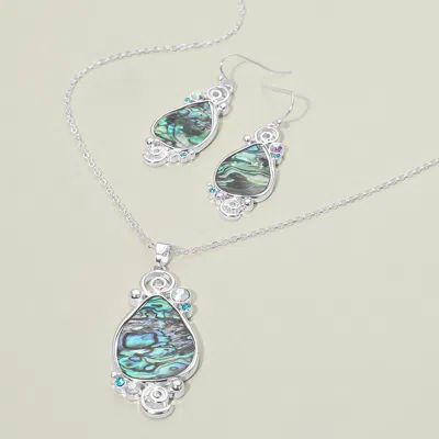 Fashnzfab Elegant Boho Western Abalone Teardrop Pendant Necklace In Metallic
